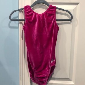 Pink Velvet Leotard GK - scoop neck